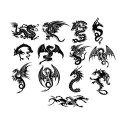 dragon svg bundle dragon clipart dragon vector dragon silhouette dragon cut file dragon logo dragon png dragon tattoo sv