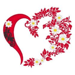 floral heart embroidery design