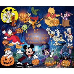 80 Halloween SVG PNG Dxf Bundle Instant Download for Cricut or Silhouette Stitch MickeyMinnie Winnie Piglet Eeyore Tigge