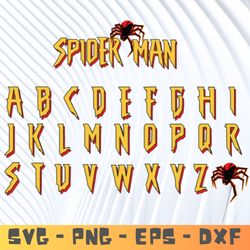 spiderman font svg, spiderman font alphabet, spiderman font canva, spiderman font png for cricut, spiderman letters