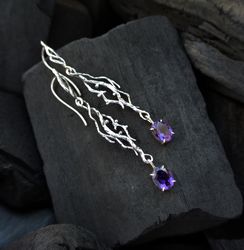 amethyst earrings handmade sterling silver earrings