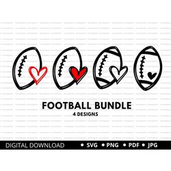 football, football with heart svg, football love outline doodle, football silhouette, football png, football cut file fo