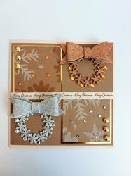 luxury christmas card with gift box, handmade greeting christmas card, merry christmas card, new year greeting card