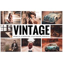 16 vintage mobile lightroom presets, desktop presets, mobile presets, retro presets, instagram presets, lightroom preset