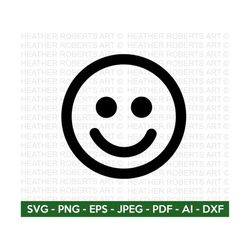 Smiley Face SVG, Smiley PNG, Happy Face SVG, Emoji svg, Clip art, Silhouette, Stencil Template, Cut File for Cricut