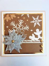 luxury handmade christmas card with gift box, greeting christmas card, merry christmas card, poinsettia greeting card