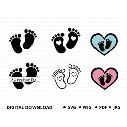 baby footprint, baby feet svg png, baby svg, baby foot svg, monogram svg, newborn svg, instant digital download