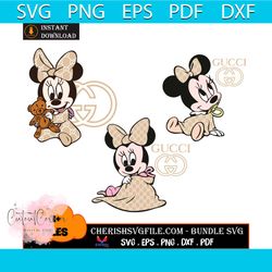 disney baby minnie mouse gucci bundle svg, 3 files baby minnie mouse gucci svg