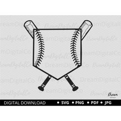 home plate and cross bats svg, home plate svg, baseball svg, softball svg, baseball png svg cut file for cricut & silhou