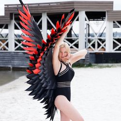 black red angel wings cosplay wings lucifer wings adult accessory for performance costume nightclub