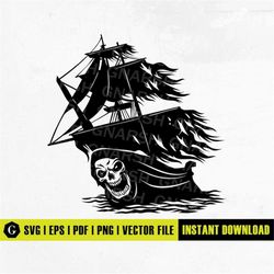 pirate ship svg | black ship svg | pirate clipart | pirate shirt svg | pirate ship stencil | pirates png | black pirate