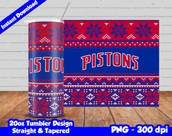 pistons tumbler design png, 20oz skinny tumbler sublimation template, basketball pistons, straight and tapered design,