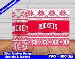 rockets tumbler design png, 20oz skinny tumbler sublimation template, basketball rockets, straight and tapered design,