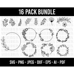 COD159-Wreath SVG Bundle/ Circle Svg bundle/floral wreath Svg/wedding wreath svg/floral circle svg/svg files for cricut/