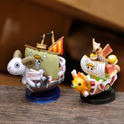 7cm anime one piece ship figure luffy model toy super cute mini boat thousandsunny going merry assembled model action fi