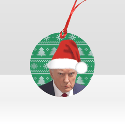 trump mugshot santa christmas ornament