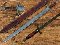 blades of yore: bm's handmade viking longsword in pristine damascus steel