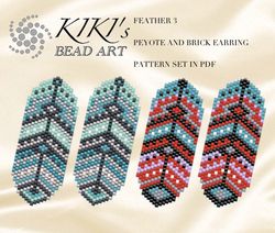 peyote pattern peyote earrings brick earrings pattern feather 3 earrings, peyote and brick earrings pattern pdf