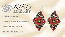 peyote pattern peyote earrings brick earrings pattern poppies 2 earrings, peyote and brick earrings pattern pdf