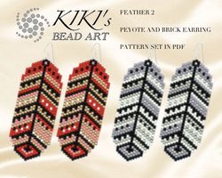 peyote pattern peyote earrings brick earrings pattern feather 2 earrings, peyote and brick earrings pattern in pdf