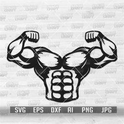 Muscle Body Builder Skull svg | Weight Lifter Clipart | Gym Instructor Shirt png | Fitness Coach Gift Idea dxf | Big Mus