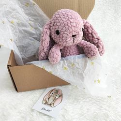 bunny crochet plush toy, stuffed animals rabbit, hoto props, birthday gift, christmas present, easter gift, best grandma