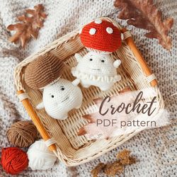 mushroom couple amigurumi crochet pattern - soft toy instruction pdf - easy tutorial for beginners