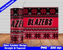 trailblazers tumbler design png, 20oz skinny tumbler sublimation template, basketball, straight and tapered design,