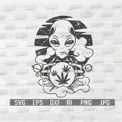 Alien Smoking Weed svg | Smoking Joint svg | Rasta Alien svg | Smoking Cannabis svg | Marijuana svg | Weed Cutfile |Join