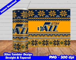 jazz tumbler design png, 20oz skinny tumbler sublimation template, basketball jazz, straight and tapered design,