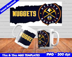 nuggets mug design png, sublimate mug template, nuggets mug wrap, sublimate basketball design png, instant download