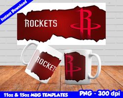 rockets mug design png, sublimate mug template, rockets mug wrap, sublimate basketball design png, instant download