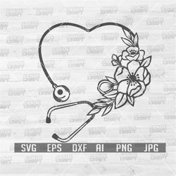 floral stethoscope svg | stethoscope clipart | stethoscope cutfile | nurse life svg | stethoscope png | stethoscope cutt