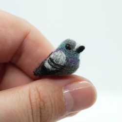 tiny needle felted pigeon, miniature pigeon