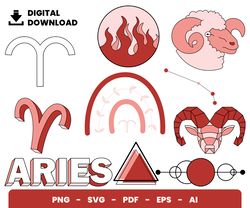 bundle layered svg, aries svg, zodiac signs svg, digital download, clipart, png, svg, cricut, cut file