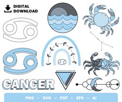 bundle layered svg, cancer svg, zodiac signs svg, digital download, clipart, png, svg, cricut, cut file