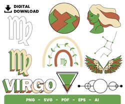 bundle layered svg, virgo svg, zodiac signs svg, digital download, clipart, png, svg, cricut, cut file