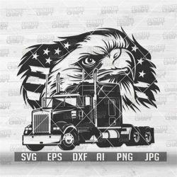 US Eagle Semi Truck svg | Trucker Dad Clipart | Truck Owner Cutfile | Skilled Driver dxf | USA Patriotic Shirt png | 4th