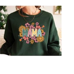 groovy floral mama sweatshirt, mom sweatshirt, first mothers day, gift for mom, new mom  of056