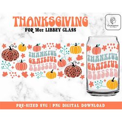 thanksgiving libbey glass svg, pumpkin 16oz glass can svg, thankful svg coffee can glass wrap, pumpkin svg, fall svg - d