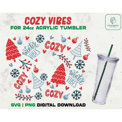 christmas svg acrylic cup 24oz svg, winter vibes svg wrap 24oz svg, christmas tree svg, snowflake svg - digital download