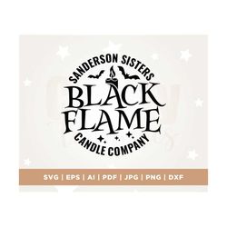 black flame candle svg, sanderson sisters sublimation, cricut, png, svg, sublimation, trendy halloween shirt design, dtf