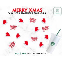 christmas 24oz venti cold cup svg - merry christmas cold cup svg - santa wrap for 24oz venti cold cups digital download