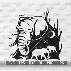 elephant scene svg | elephant svg | cute elephant clipart | elephant cutfile | elephant shirt svg | elephant silhouette