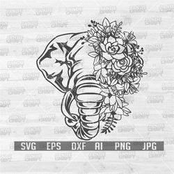 floral elephant svg | elephant clipart | elephant cutfile | elephant shirt svg | floral animal svg | animal shirt svg |