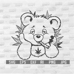 bear smoking weed svg | bear high cannabis svg | bear svg | rasta animal svg | 420 svg | cannabis svg | cannabis png | m