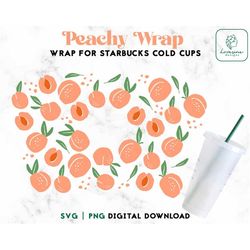 peach 24oz venti cold cup svg - peach full wrap cold cup svg - summer fruits wrap for 24oz venti cold cups,peach svg, di