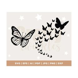 Butterfly SVG, Flying Butterflies SVG, Butterfly Silhouette, Butterfly Swarm svg, Butterfly Cut File, Butterfly cameo, S