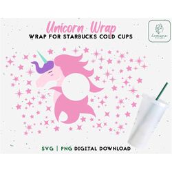 full wrap 24oz venti cold cup, unicorn svg, unicorn cold cup svg, 24oz venti cold cup, full wrap svg png instant downloa