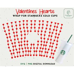 hearts 24oz venti cold cup - hearts cold cup svg - valentines full wrap for personalized 24oz venti cold cups - digital